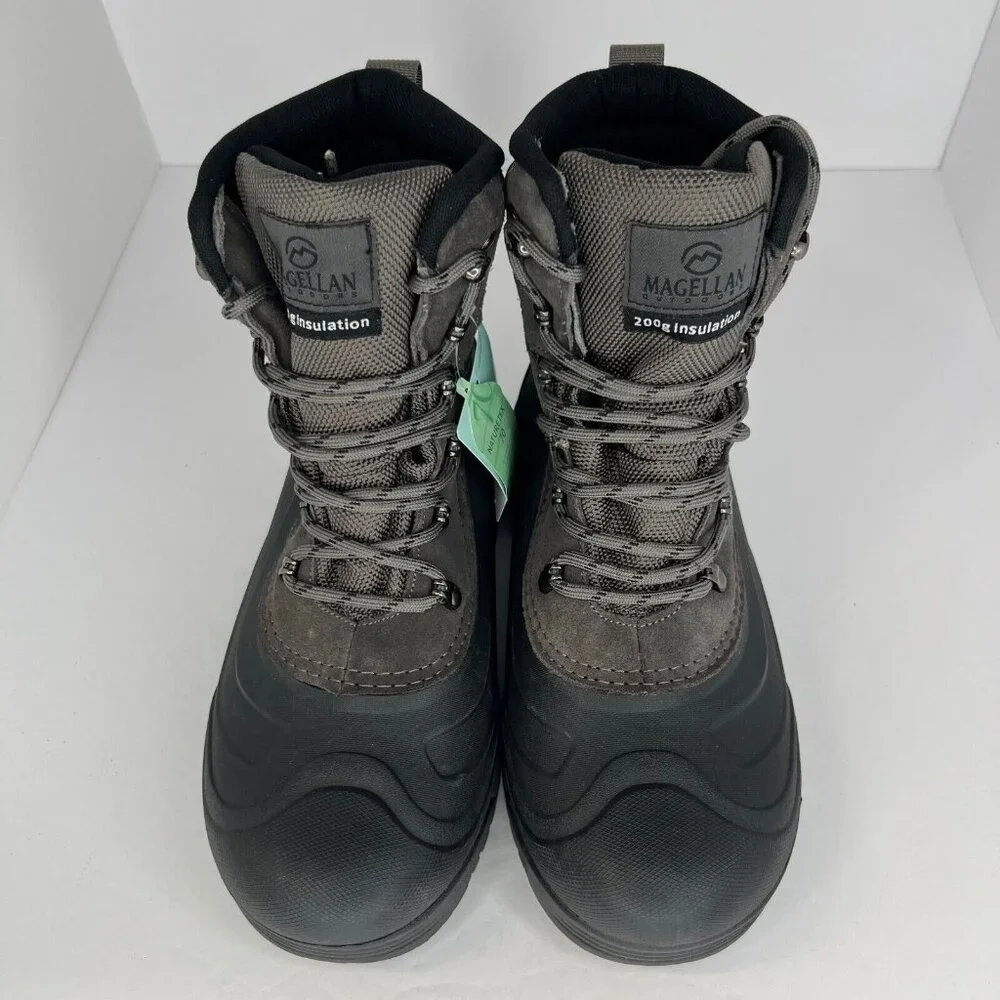 Magellan Outdoor Mens 177852 Gray Leather Lace Up Ankle Size 9D Hiking Boots